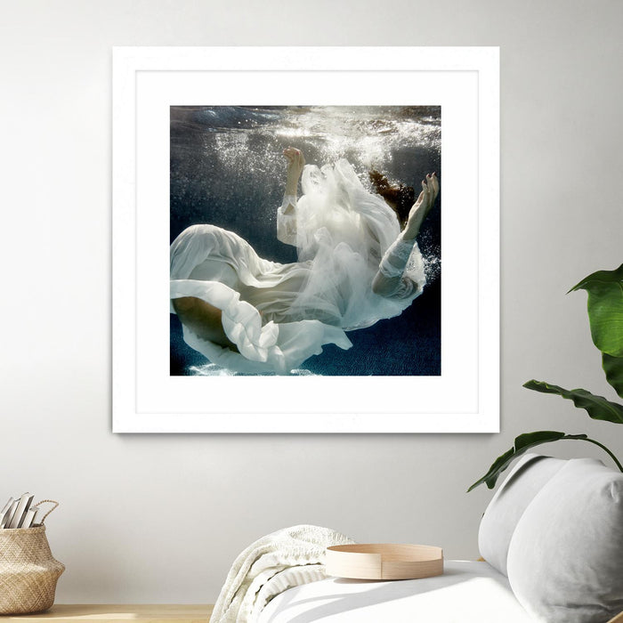 \"Float 3\" Matted and Framed White 30x30 Wall Art