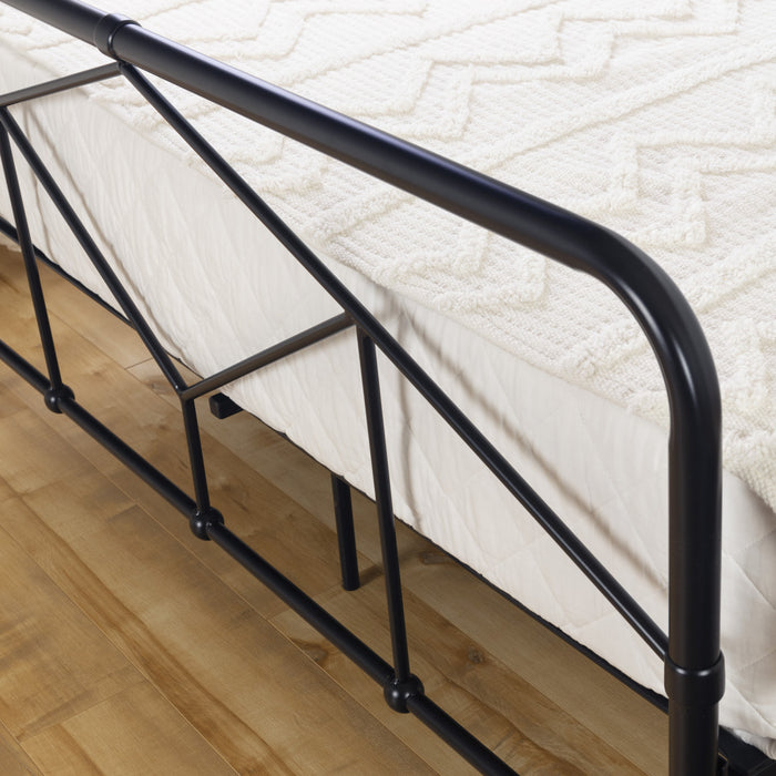 Sazena Full Geometric Metal Platform Bed - Matte Black