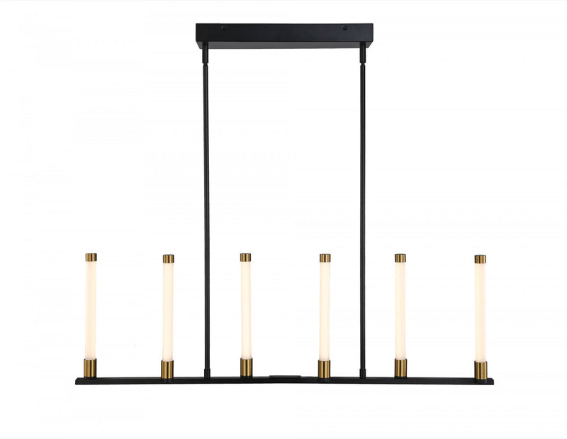 Infiniti Matte Black & Brass 6-Light Integrated LED Island Light