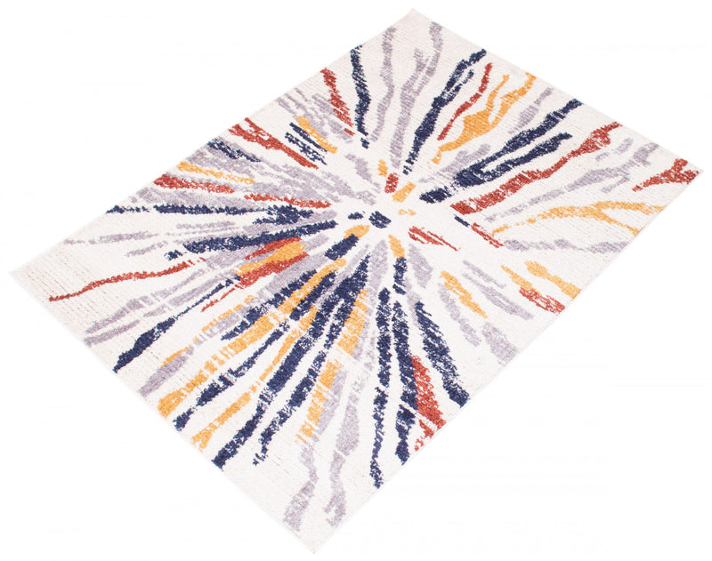 Paloma Sunburst Navy, White Area Rug - 8'0\" x 10'0\"