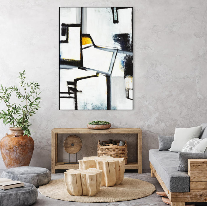 \"The A Line Ii\" Canvas Framed Black 30x40 Wall Art