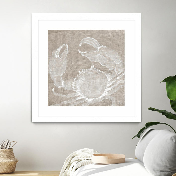 \"Neutral Surf Side I\" Matted and Framed White 30x30 Wall Art