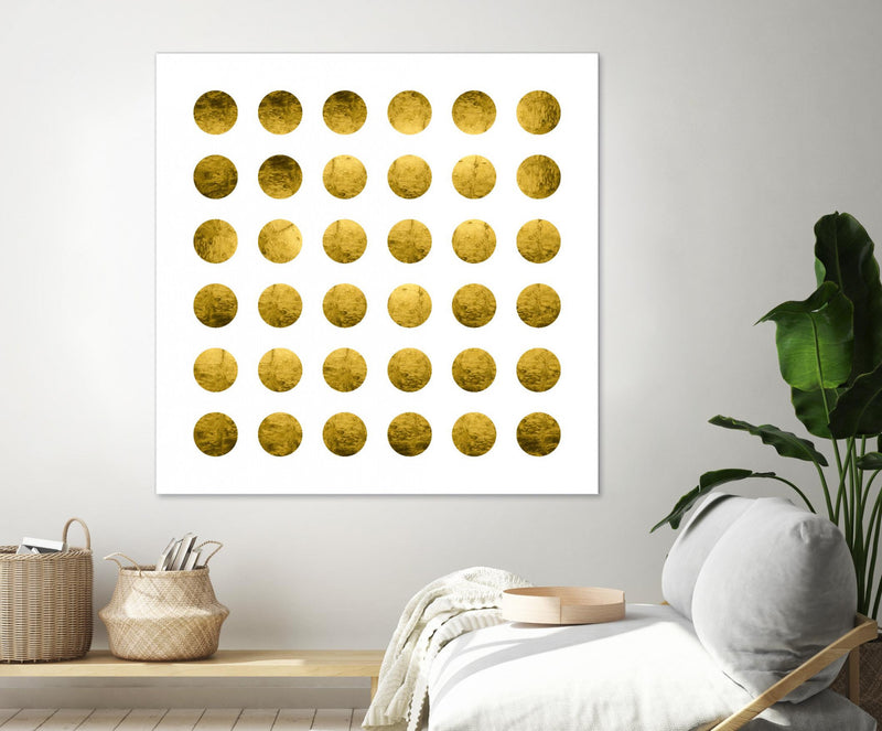 \"Golden Spots White\" Giant Art 72x72 Wall Art