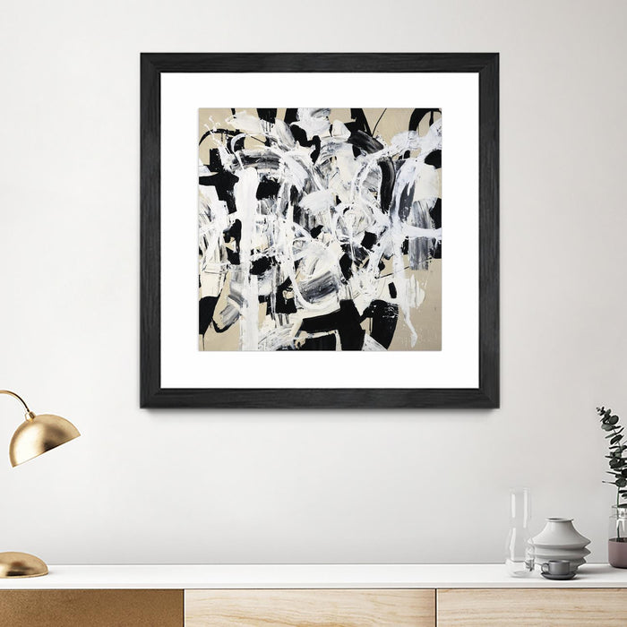 \"Talking Out Of Both Sides\" Matted and Framed Black 30x30 Wall Art