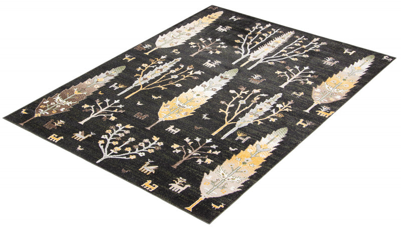 Pine Black Machine Washable Area Rug - 8'0\" x 10'0\"