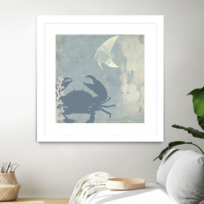 \"Ocean Life Ii\" Matted and Framed White 30x30 Wall Art