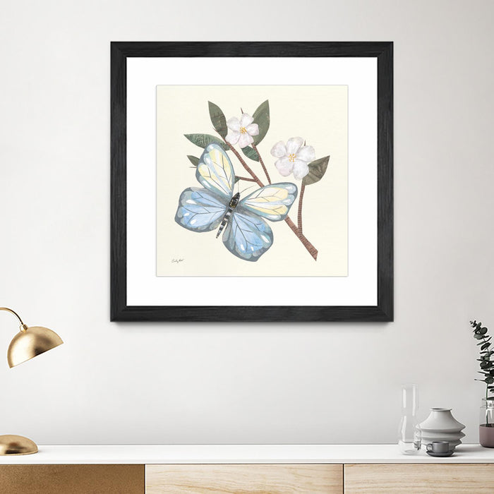 \"In The Garden Butterfly\" Matted and Framed Black 36x36 Wall Art