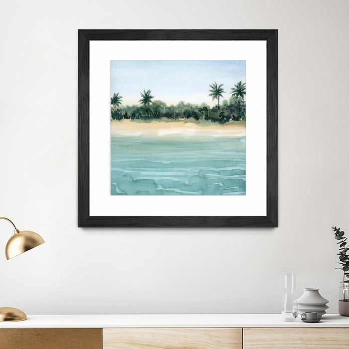 \"Paradis Ii\" Matted and Framed Black 30x30 Wall Art