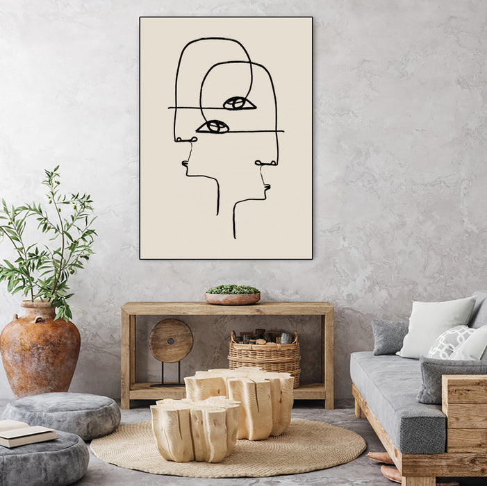 \"Faces\" Canvas Framed Black 24x32 Wall Art