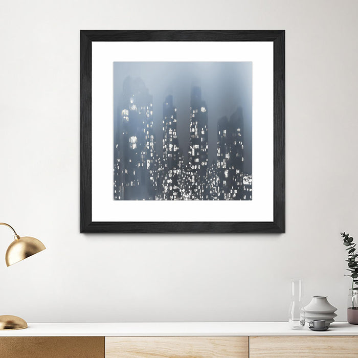 \"Dark City\" Matted and Framed Black 36x36 Wall Art
