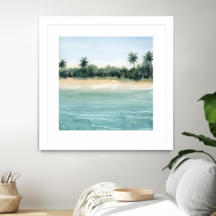 \"Paradis Ii\" Matted and Framed White 36x36 Wall Art