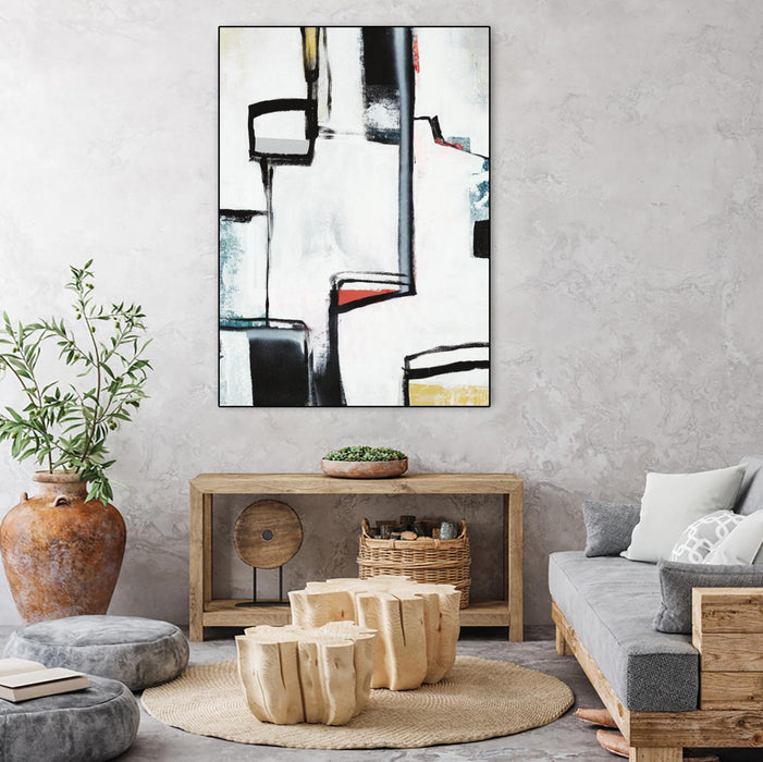 \"The A Line I\" Canvas Framed Black 24x32 Wall Art