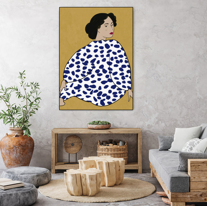 \"Happy Girl\" Canvas Framed Black 18x24 Wall Art