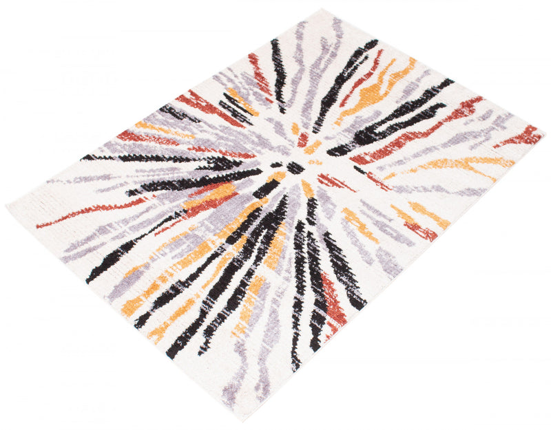 Paloma Sunburst Black, White Area Rug - 6'7\" x 9'6”