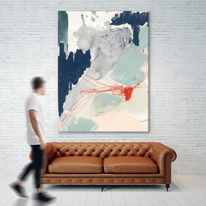 \"Ash Blue & Crimson I\" Giant Art 72x54 Wall Art