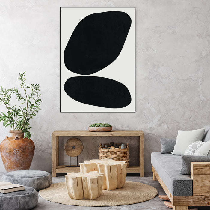 \"Black Abstract Ii\" Canvas Framed Black 24x32 Wall Art