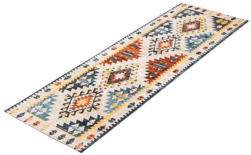 Mosaic Taupe/Copper Machine Washable Area Rug - 2'6\" x 8'0\"