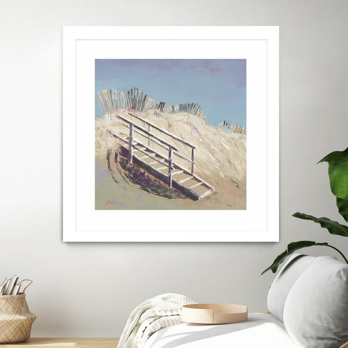 \"Beach Access\" Matted and Framed White 36x36 Wall Art