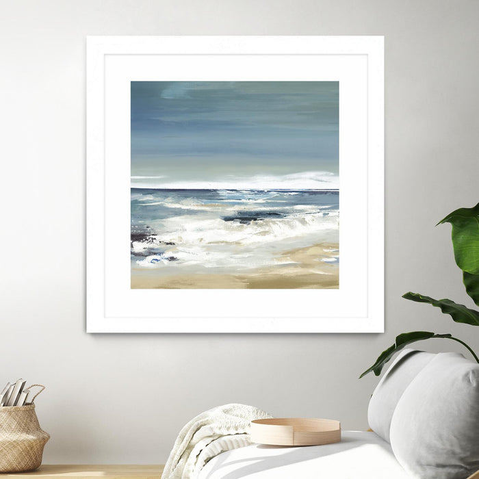 \"East Coast Ii\" Matted and Framed White 30x30 Wall Art