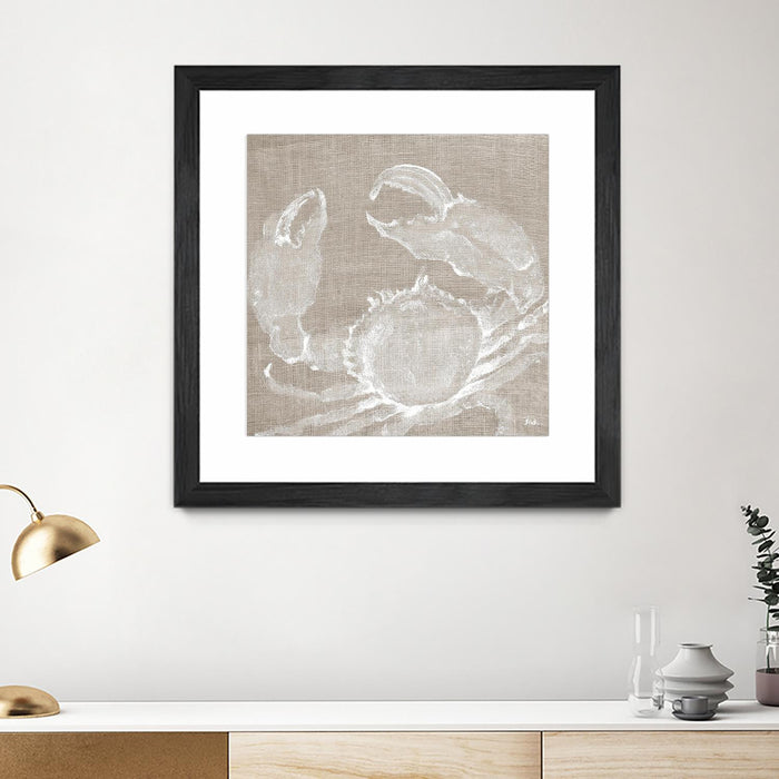 \"Neutral Surf Side I\" Matted and Framed Black 30x30 Wall Art