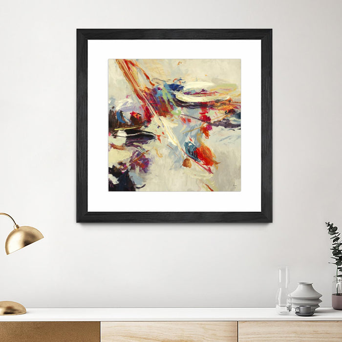 \"Positive Energy I\" Matted and Framed Black 36x36 Wall Art