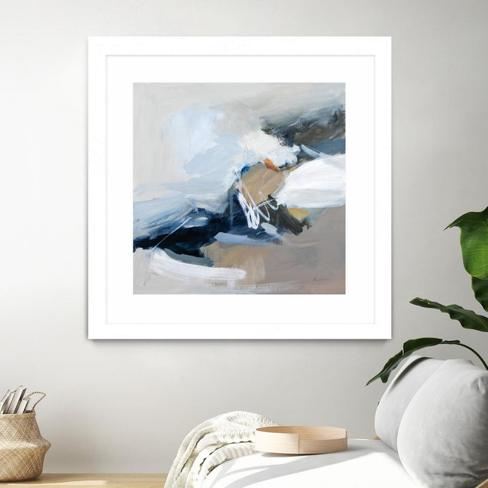 \"Surfacing\" Matted and Framed White 36x36 Wall Art