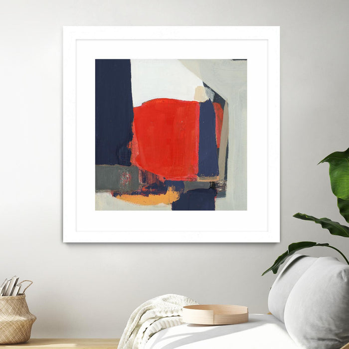 \"Orange Crush V6\" Matted and Framed White 30x30 Wall Art