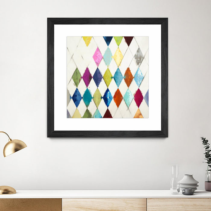 \"Diamonds\" Matted and Framed Black 30x30 Wall Art