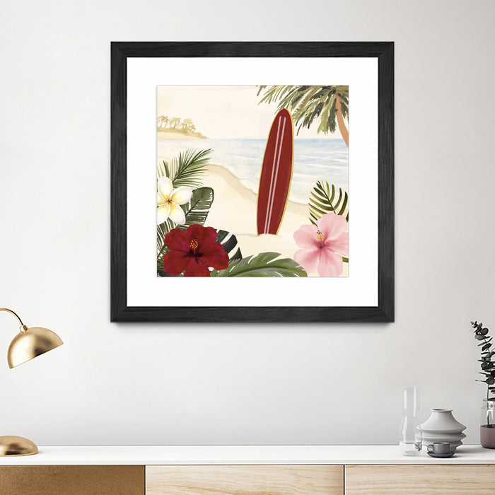 \"Aloha Ii\" Matted and Framed Black 36x36 Wall Art