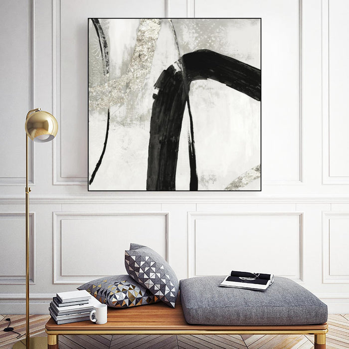 \"Black Ink Ii\" Canvas Framed Black 20x20 Wall Art