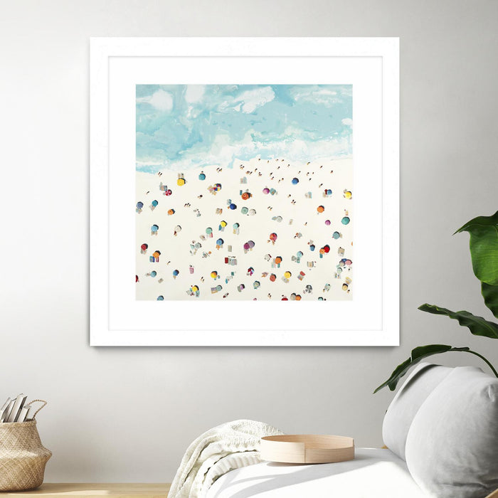 \"Beach Days\" Matted and Framed White 36x36 Wall Art