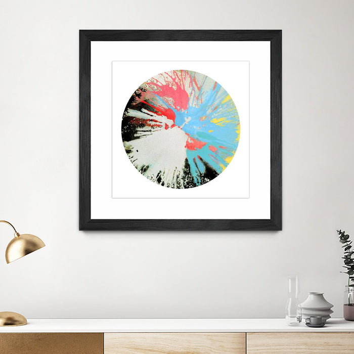 \"Spin Art 10\" Matted and Framed Black 30x30 Wall Art