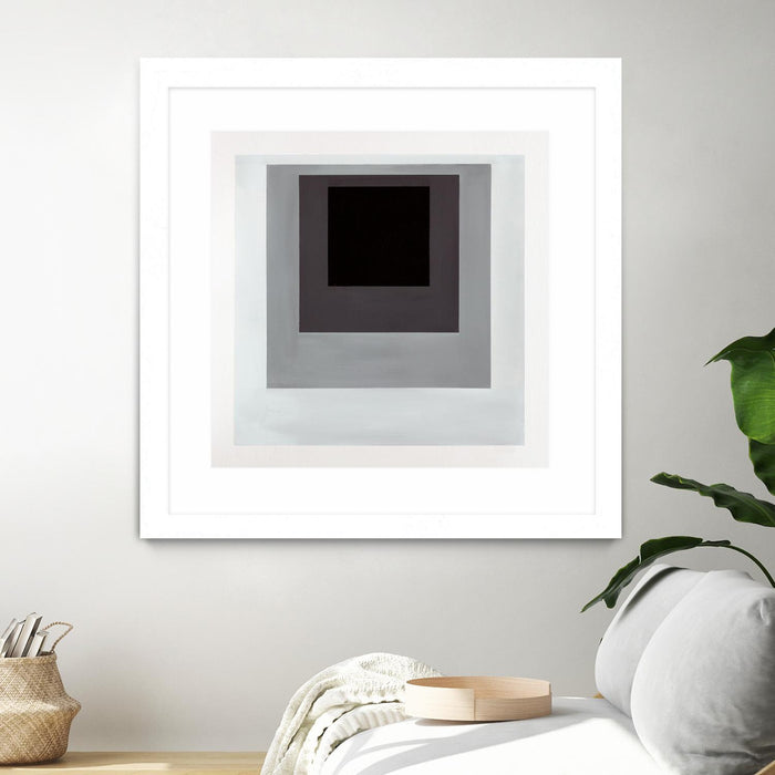 \"Inside Box Thinker\" Matted and Framed White 36x36 Wall Art