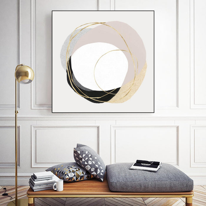 \"Ring Of Gold Ii\" Canvas Framed Black 20x20 Wall Art