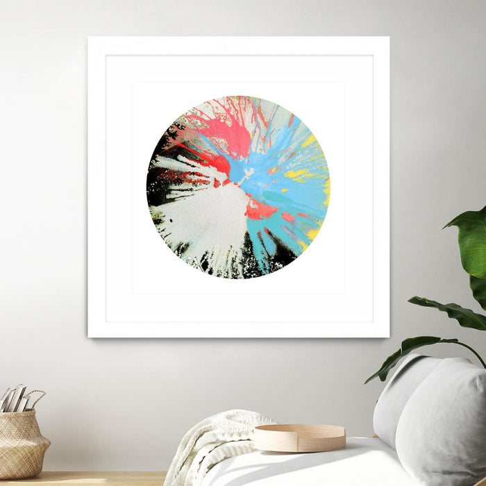 \"Spin Art 10\" Matted and Framed White 36x36 Wall Art