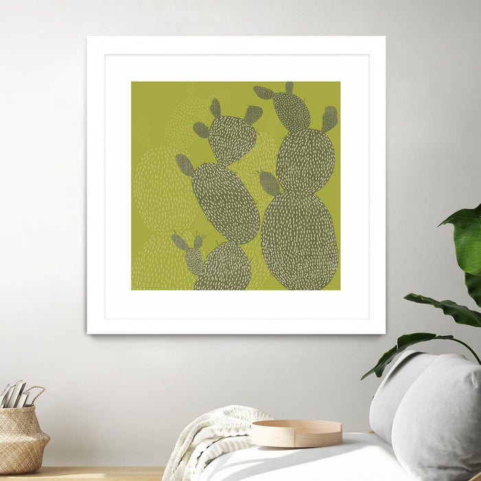 \"Opuntia Ii\" Matted and Framed White 36x36 Wall Art