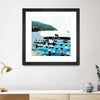 "Boats" Matted and Framed Black 30x30 Wall Art
