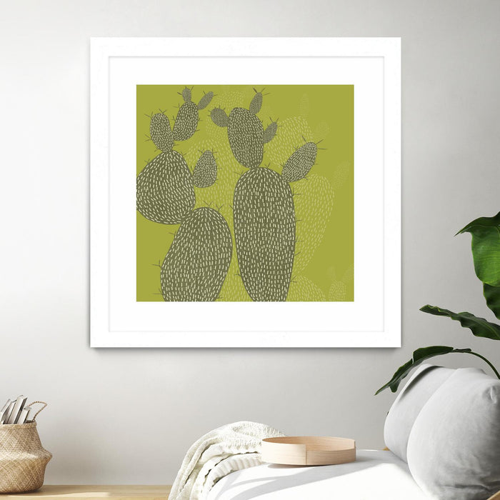 \"Opuntia I\" Matted and Framed White 30x30 Wall Art