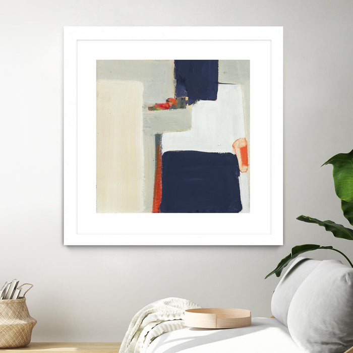 \"Bay Bridge V1\" Matted and Framed White 36x36 Wall Art