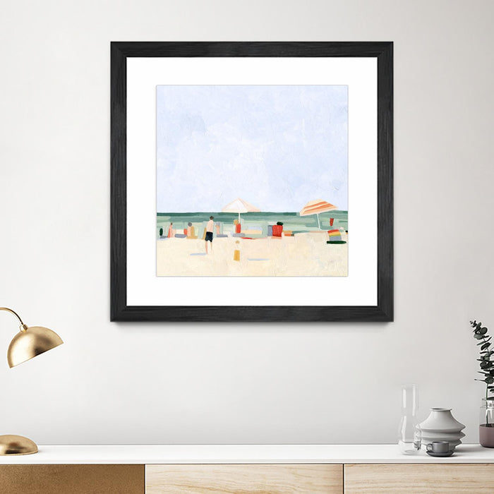 \"Family Vacation Ii\" Matted and Framed Black 36x36 Wall Art