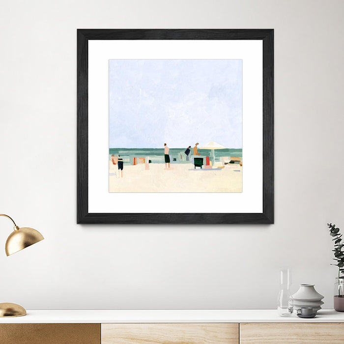 \"Family Vacation I\" Matted and Framed Black 30x30 Wall Art