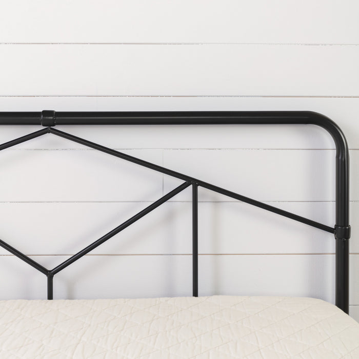 Sazena Full Geometric Metal Platform Bed - Matte Black