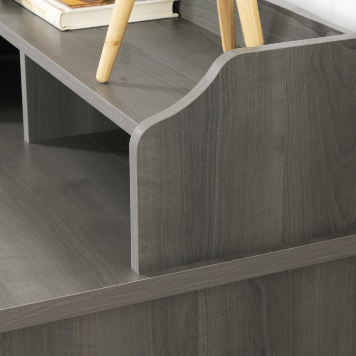 Versa Computer Desk With Hutch - Grey Maple