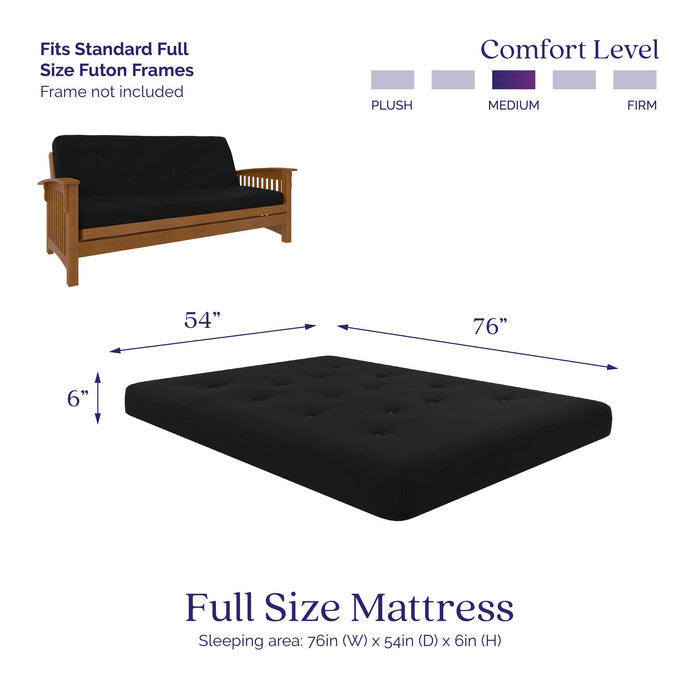 Signature Sleep Braga Full Bonnell Coil Futon Mattress - Black