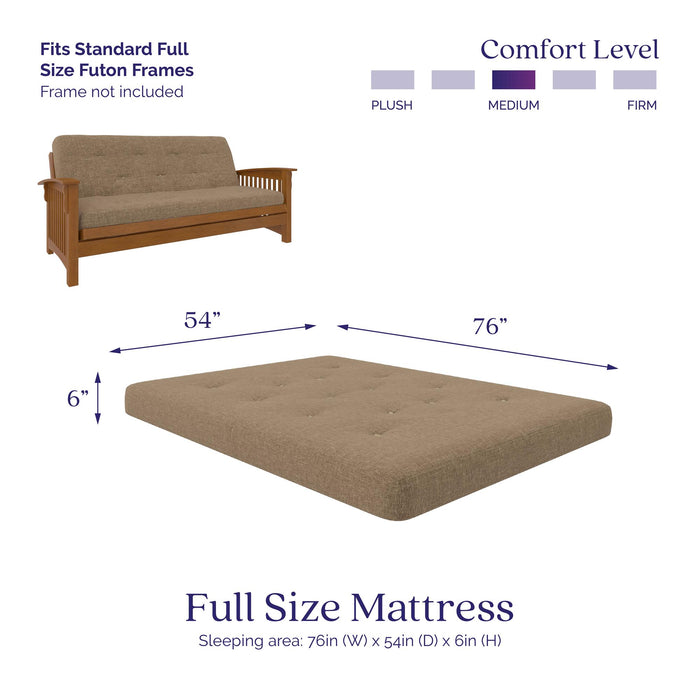 Signature Sleep Braga 6\" Full Bonnell Coil Futon Mattress - Tan