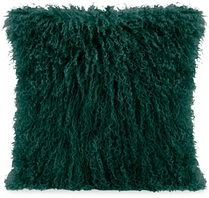 Mongolian Sheepskin Accent Pillow - Green | Coussin décoratif Mogolian en peau de mouton de Mongolie - vert | 6365GRDP