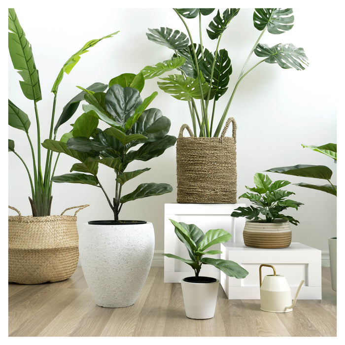 Artificial 35\" Fiddle Leaf Indoor & Outdoor In Black Pot