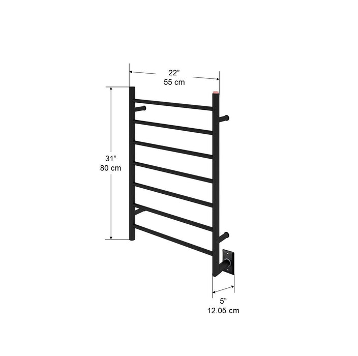 Ancona Comfort 7-Bar Hardwired Towel Warmer In Matte Black - AN-5334-TWCD01