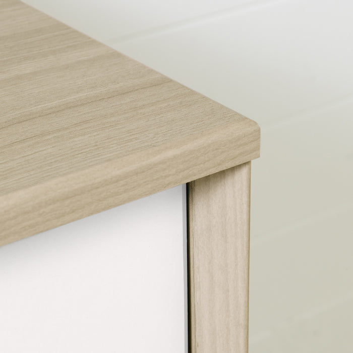 Yodi Wide Changing Table With Drawers - Soft Elm and White