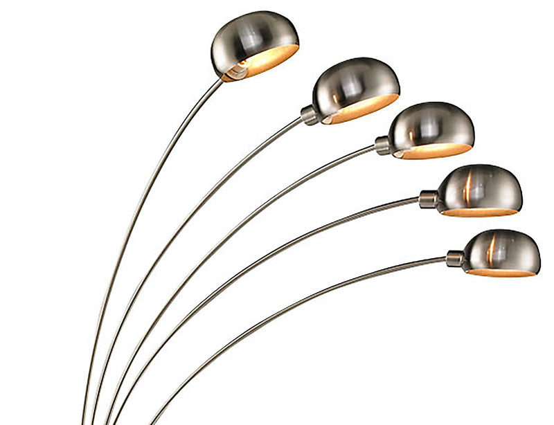 88\" Modern Brushed Steel 5-Light Peacock Floor Lamp
